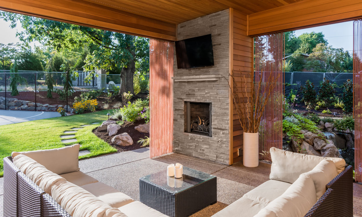 lounge and tv area in a garden